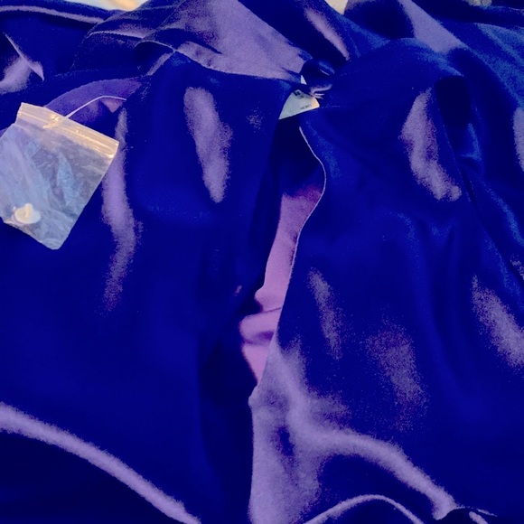 NWT Mimi Maternity Silk High-Neck Sleeveless Dress in Cobalt Blue- S-Pockets! - Picture 3 of 5